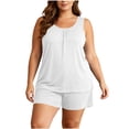 thumbnail image 2 of Ynynloco Womens Plus Size Sleeveless Pajamas Set Casual Loose Sleepwear Soft Pj Sets Tank Top and Shorts 2 Piece Loungewear XL-5XL, 2 of 9