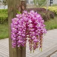 thumbnail image 2 of 2 Piezas Artificiales de 5 Horquillas para Colgar Vid Simulación Syringa Flor Boda Blanco púrpura, 2 of 9