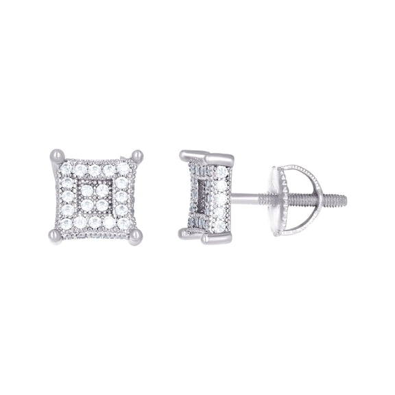 925 Sterling Silver Womens Moissanite 0.48ct Square Stud Earrings 7.3x7.3mm Wide Stud Earring for Women