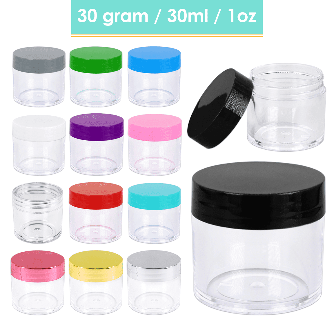 Beauticom 30 Pieces 30G/30ML(1 Oz) Round Clear Plastic Container Jars with Flat Top Lid - 30 Jars
