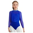 thumbnail image 5 of iiniim Gymnastics Leotard for Girls Sparkly Sheer Mesh Long Sleeve Figure Skating Bodysuit One Piece Jumpsuit Blue 8, 5 of 7