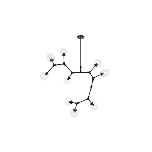 Elegant Lighting Cavoli 9 Lights Iron and Glass Chandelier in Black