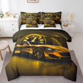 thumbnail image 1 of Yellow Sports Car Bed in a Bag Queen Comforter Set 7 Piece,Racing Car Extreme Sport Bedding Sets Speed Automobile Vehicles Speedometer Sheet Set with Comforter, 1 of 5