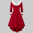 thumbnail image 2 of Lilgiuy Women Retro Christmas Long-Sleeved Plush High And Low Swing Style Dress, 2 of 4