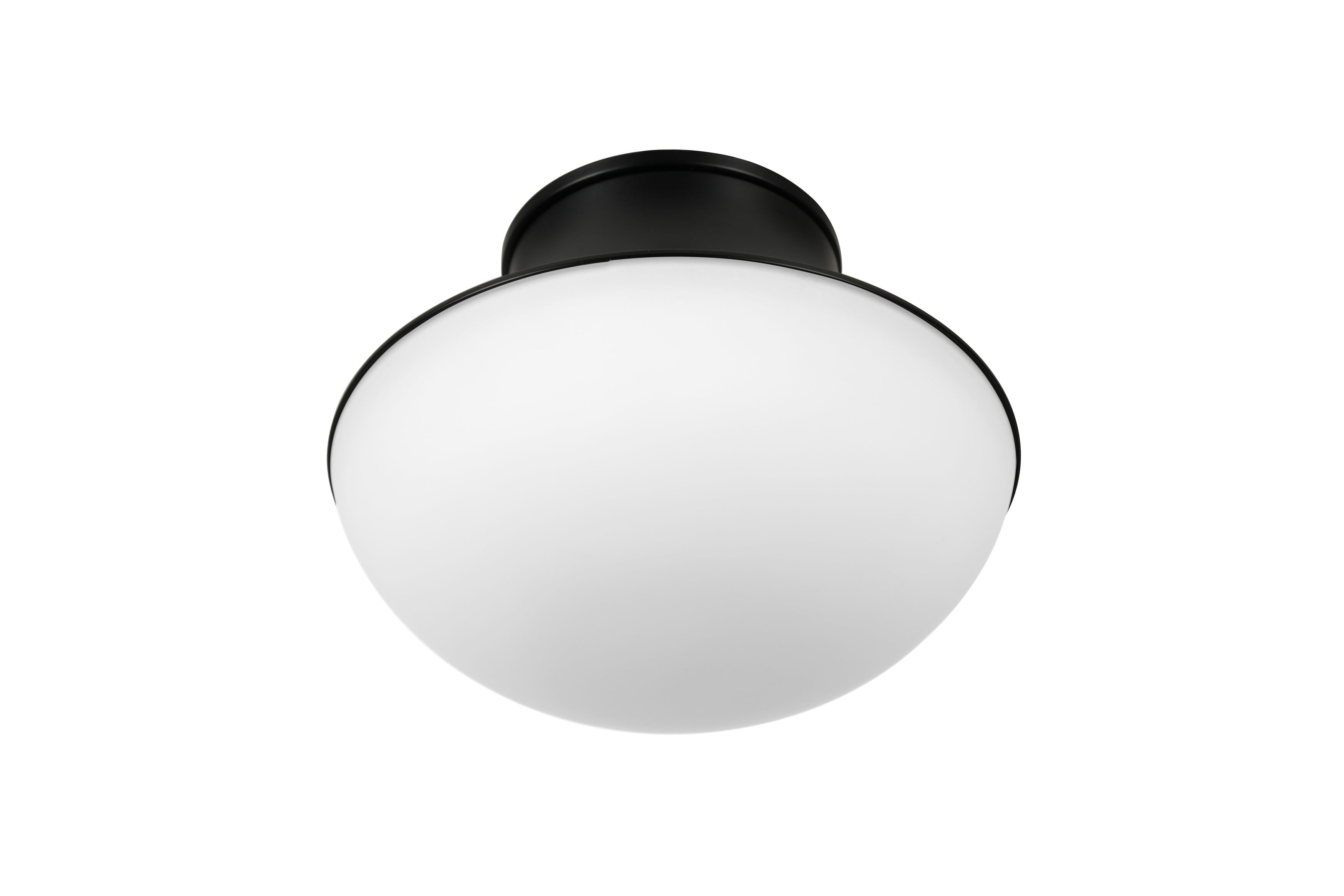 Kenroy Home Chelsea 7'' Flush Mount Ceiling Light Fixture with White Glass Bowl Shade for Entryway, Hallway, Closet, or Bedroom, Black