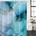thumbnail image 3 of Teal Blue Marble Waterproof Fabric Shower Curtain,Modern Abstract Art Marble Crack Waterproof Fabric Shower Curtain for Bathroom Curtains Bathtubs Hotel Shower Curtains with 12 Hooks Standard 72x72, 3 of 8