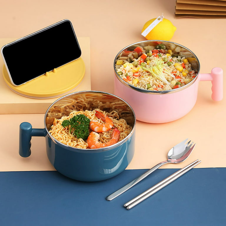 304 Stainless Steel Ramen Bowls With Lid Large Portable Insulated
