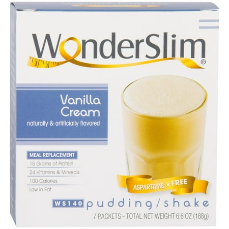 WonderSlim Low-Carb Meal Replacement Weight Loss Shake - Vanilla Cream - 15g Protein Diet Shake & Pudding Mix (7