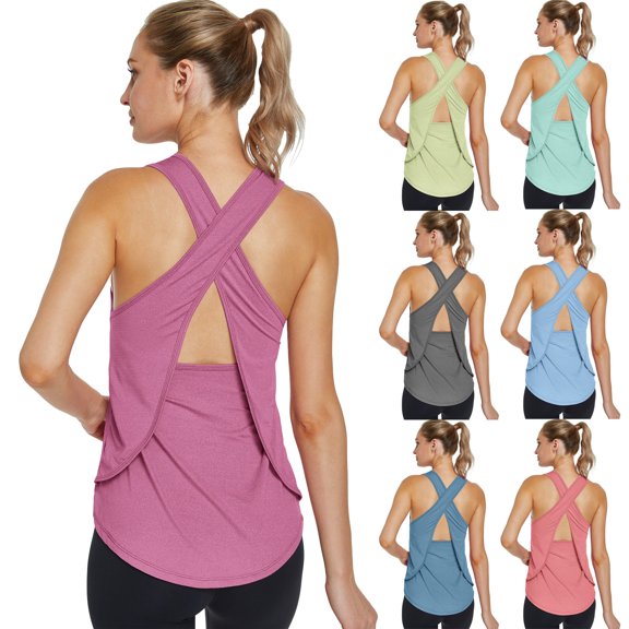 Harpily Sleeveless Sports Racerback Tank Tops for Women Breathable Quick Dry Crisscross Tie Soft Stretch for Women Outdoor Gym Running Fitness Workout