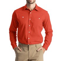 JGNGSHN Mens Button Down Work Shirts Casual Long Sleeve Tops Solid Classic Fit Shirt with Two Chest Pockets XXL