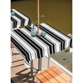 thumbnail image 2 of Outdoor Tablecloth with Umbrella Hole for Patio/Picnic/Party/Camping, Black Striped Waterproof Table Cloth Square Cover Washable, Modern Thin Line Vertical Stripes (54"x 54"), 2 of 9