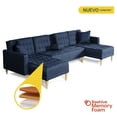 thumbnail image 2 of Sala Modular Doble Chaise Makora Marietta con Memory Foam Color Azul Lino Respaldo Reclinable de 3 Posiciones, 2 of 7