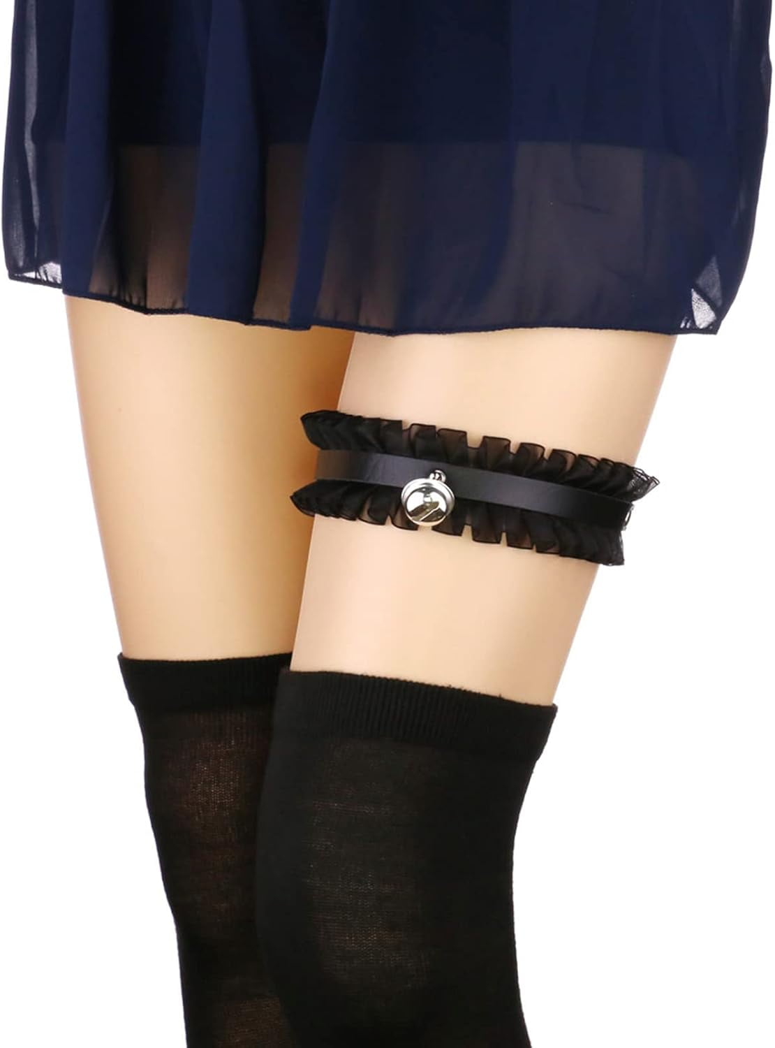 Women Leg Garter Goth Leather Garters Belt Punk Lace Elastic Thigh Garters Adjustable, Women's, Size: One size, Black