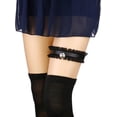 thumbnail image 2 of Women Leg Garter Goth Leather Garters Belt Punk Lace Elastic Thigh Garters Adjustable, 2 of 5