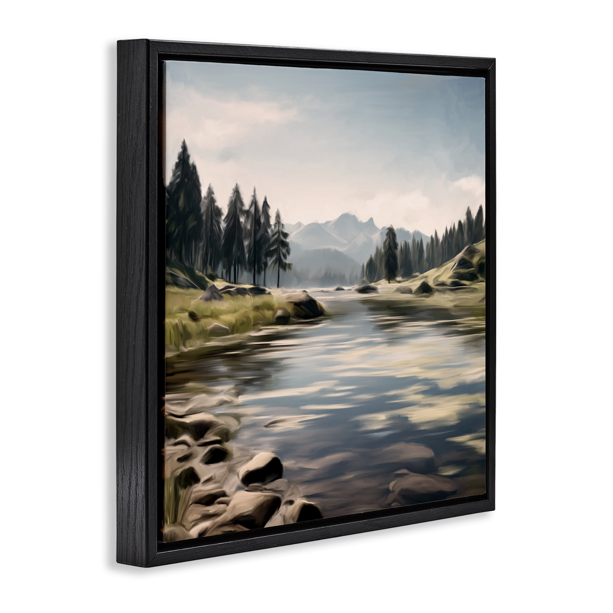 My Hideaway Pond Ripples Black Framed Floater Canvas Wall Art, design by Kim Allen