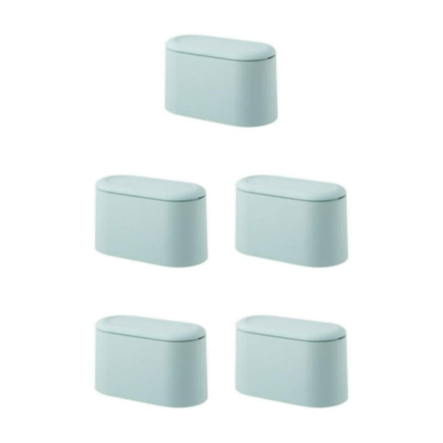 Ruiboury Portable And Versatile Trash Bin Lightweight For Any Occasion Plastic Portable Table Waste Dustbin Plastic Desktop light blue 5Set