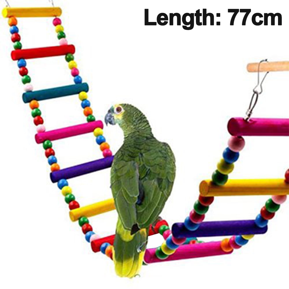 Birds Wooden Swing Bridge Ladder Climb Cockatiel Parakeet Budgie Parrot Pet Toy 