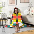 thumbnail image 4 of Wearable Blanket,Rainbow Checkered Pattern Hooded Wearable Flannel Blanket for Adults & Teens,Winter Poncho Shawl Wrap Cape Cozy Anti-Pill,50"x60", 4 of 5
