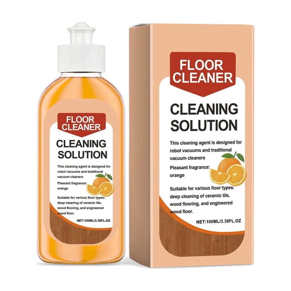 Floor Cleaning Solution For Multiple Hard Floors - 3.38 Fl Oz Floor Cleaner, For All Robot Vacuums With Mopping And Cordless Wet/Dry Vacuum Mops, Deep Clean For Tile, Wooden Floor, Laminate Orange
