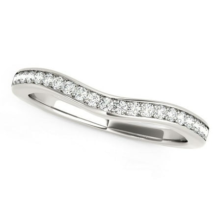 - 14K White Gold Curved Diamond Wedding Band (1/6 ct. tw.) Size - 5