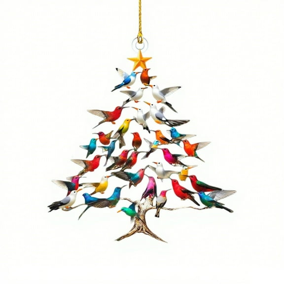 Hummingbird Ornament Set - Colorful Acrylic Christmas Tree Decor | Double-Sided Hanging Decorations for Home Gift (2 Pack)