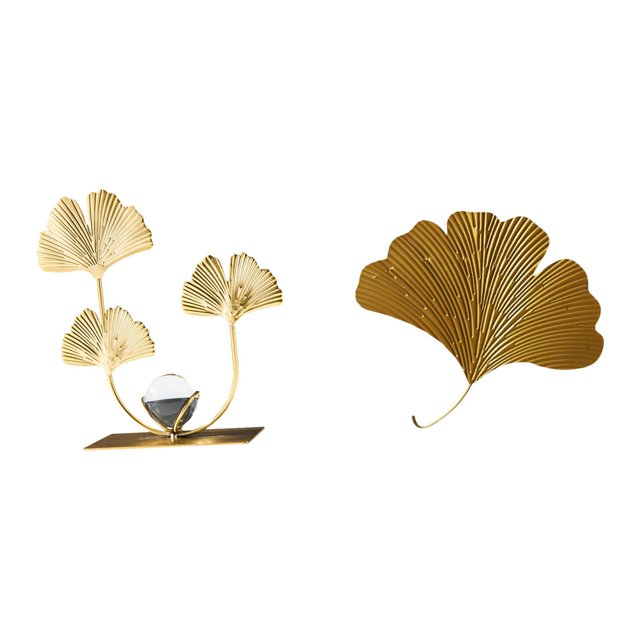 Escultura de pared de hojas de ginkgo de hierro forjado, decoración abstracta moderna para sala de estar, dormitorio, oficina, hotel, restaurante, art