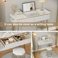 thumbnail image 6 of Small Vanity Desk with Mirror and Lights, 39" White and Gold Makeup Vanity Set with 2 Drawers & Matching Stool, Modern Dressing Table for Women, Bedroom and Small Spaces, 6 of 14