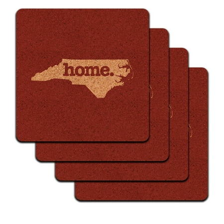 North Carolina NC Home State Low Profile Cork Coaster Set - Solid