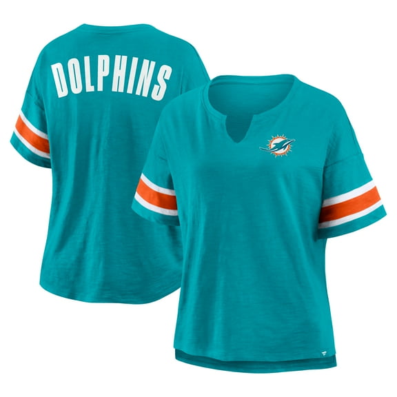 Women's Fanatics Aqua Miami Dolphins Plus Size Redzone Notch Neck T-Shirt