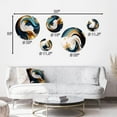 thumbnail image 4 of Designart "Abstract Fusion in Blue and Gold I" Modern Shapes Transitional Metal Wall Art Set of 5 Piece, 4 of 5