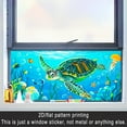 thumbnail image 4 of 2D flat, 1 piece of sea turtle Marine life painted glass sticker - frosted window film in a childlike ocean style, 17.71×39.37in (45×100cm). The electrostatic adsorption PVC window stickers are brigh, 4 of 6