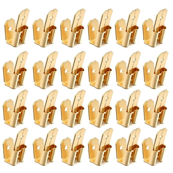 Ikerall 25 Pcs Piggyback Spade Connectors, 3 Way Adapter Dual Male to Single Female Brass Quick Splice Spade Terminal Connectors Kit, Uninsulated Crimp Terminals for Automotive Wire Electrical Wiring