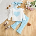 thumbnail image 2 of mgoYE Baby Girl Clothes 0-3 Months Preemie Newborn Baby Girl Clothes Infant Romper Fall Winter Outfits Gifts for Girls Cute Bell Bottoms Pant Sets(Light Blue,2-3 Years), 2 of 6