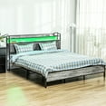 thumbnail image 5 of King Size Platform Bed Frame With Storage, Led Illuminated Headboard, Charging Point, Quiet Assembly, Cement Gray Frame, Storage Headboard Led, Station, Noiseless Build,, 5 of 5
