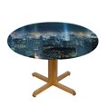 thumbnail image 3 of Orinice Cityscape Night Lights Round Table Cover Stain Resistant Washable Perfect for Indoor Outdoor Kitchen Dining Wedding Parties with Elastic Edge 100% Polyester Fiber 54-58, 3 of 8
