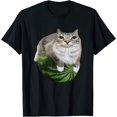 thumbnail image 1 of Men's Watermelon Cat Meme Graphic T-Shirt - Humorous Relaxed Fit Casual Tee with Playful Cat & Watermelon Design, Black, Machine Washable, allseason apparel, Round Neckline Shirt, Digital Print T, 1 of 7