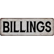 BILLINGS Vintage Look Rustic Metal 8x24 Sign City State 108240041170