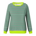 thumbnail image 5 of Mrat Long Sleeve Striped Shirts for Women Crew Neck Striped Tops Loose Fitting Casual T Shirts Trendy Lightweight Soft Tops Half Zip Sweatshirt Hoodie S-99 Green XXL, 5 of 5