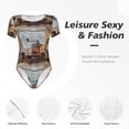 thumbnail image 4 of Vsdgher Oil Lamp Coffee Beans Prinr Short Sleeve Body suit for Womens, Sexy Onesie One Piece Round Neck Bodysuit Shapewear Tummy Control-XX-Large, 4 of 7