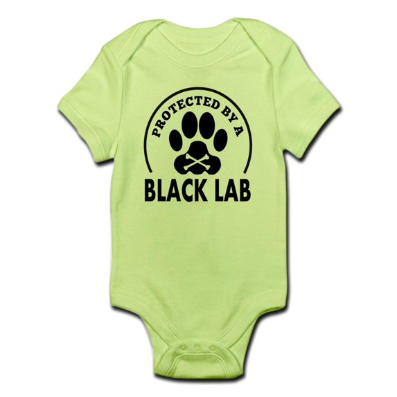 CafePress - Protected By A Black Lab Body Suit - Baby Light Bodysuit