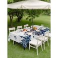 thumbnail image 3 of Outdoor Tablecloth with Umbrella Hole and Zipper, Blue Christmas Rectangle Table Cloth 60x120 Inch Waterproof Tablecloth, Snowman Eucalyptus Leaves Xmas Snowflake Picnic Table Cover for Patio Camping, 3 of 7
