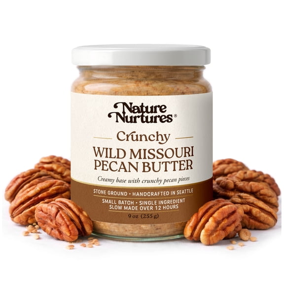 Crunchy Wild Pecan Butter | Raw Stone Ground | Small Batch | No Added Sugar | No Palm Oil | Made in USA