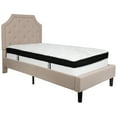 thumbnail image 2 of Emma + Oliver Twin Arched Tufted Platform Bed/Mattress in Beige Fabric, 2 of 5