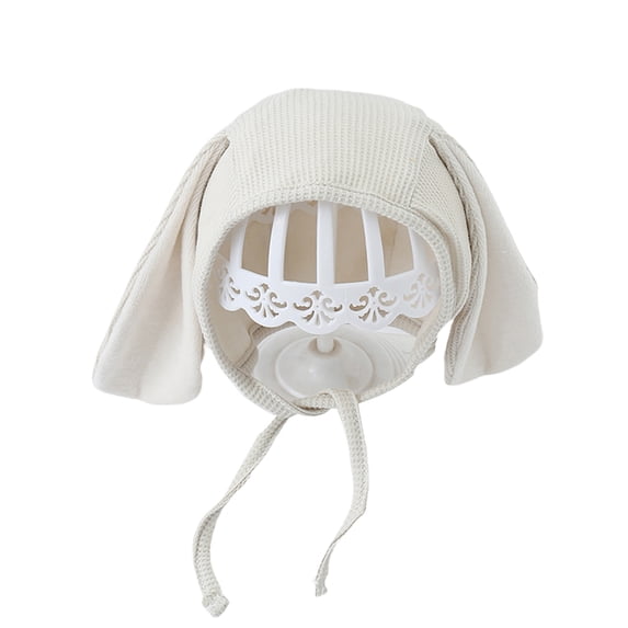 SAYOO Newborn Baby Unisex Casual Hat, Rabbit Ears Decoration Grid Texture Plush Bandage Hat