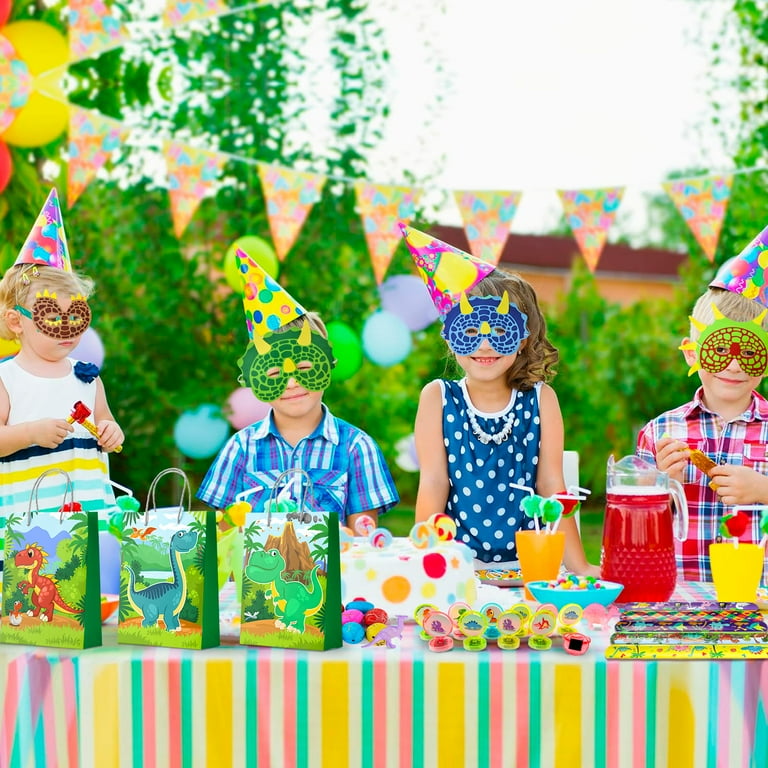 Dinosaur Party Favors Kit For 12 Kids - Goodie Bags With Masks, Keychains, Stickers & More
