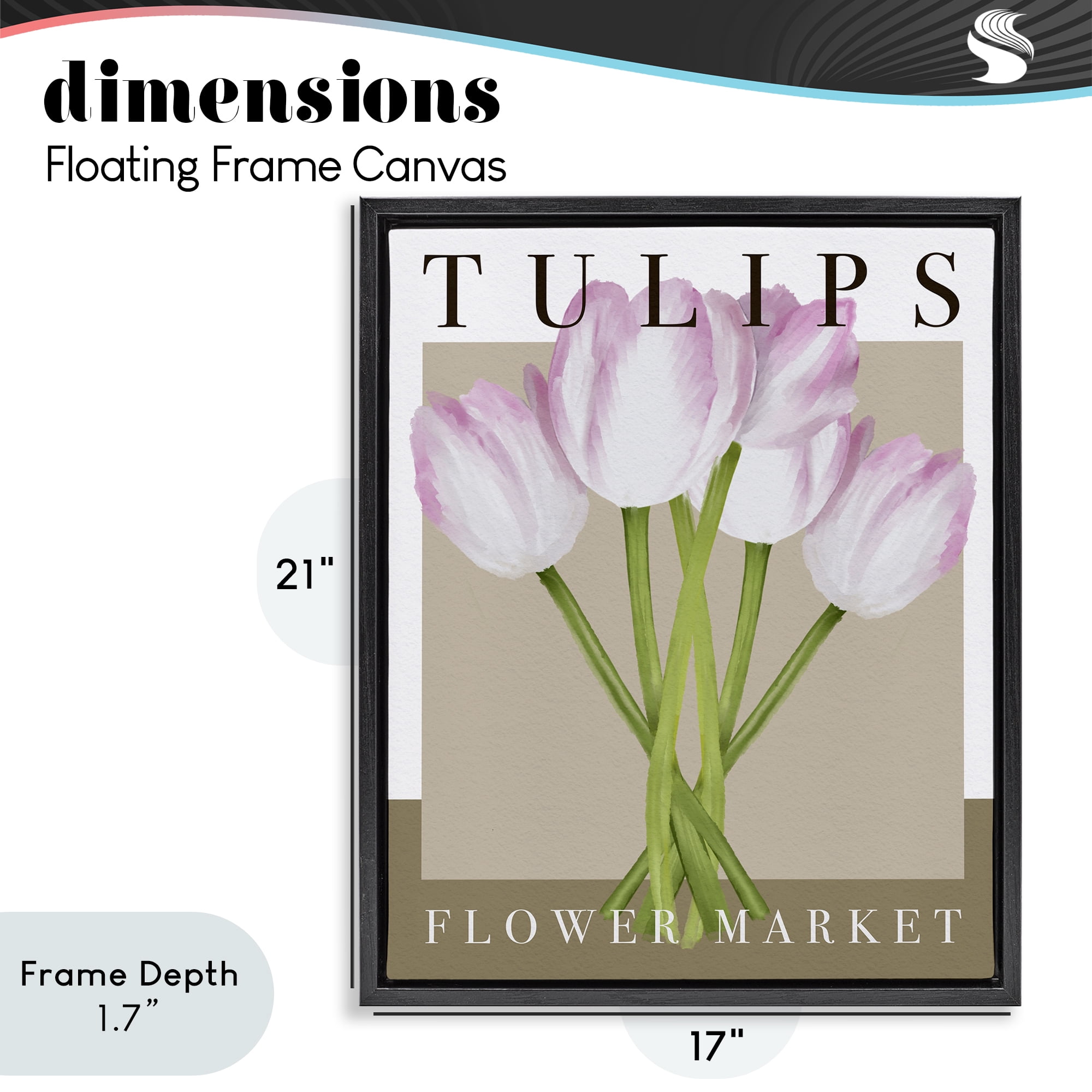 Stupell Industries Tulips Flower Market Black Framed Floater Canvas Wall Art, design by Jennifer Stith