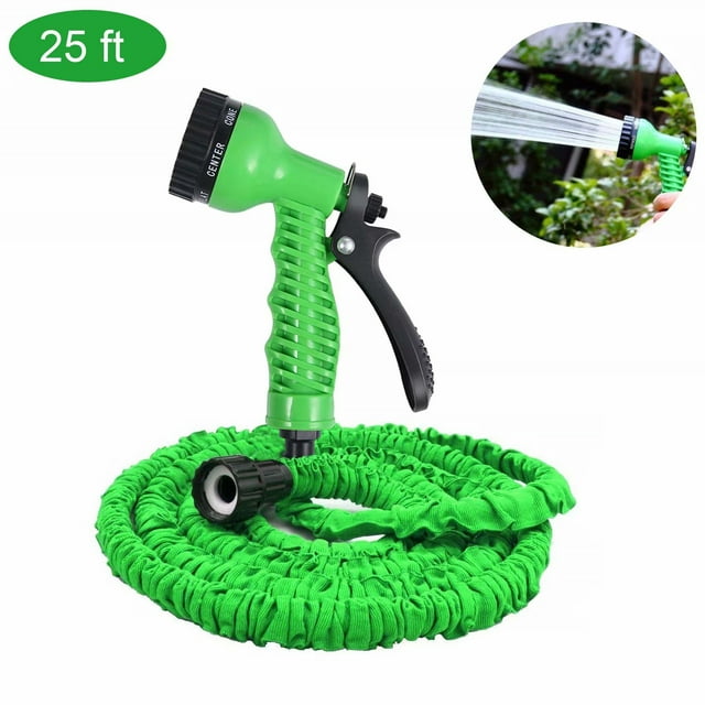 10 Pcs Boyau d'Arrosage, Boyau d'Arrosage Magique Léger Extensible de 25 Pieds avec Raccord Rapide pour Boyau d'Eau, Boyau de Protection en Tissu Extra Résistant pour Tous Vos Besoins d'Arrosage (Vert)
