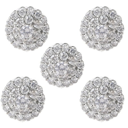 

5Pcs 12mm Crystal Rhinestone Flower Round Buttons with Loop Metal Embellishments