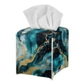 thumbnail image 2 of Renewold Waterproof Tissue Box Cover Marble Stripes Square Napkin Holder Cover for Bathroom Vanity Countertop,Night Stands,Office Desk & Car PU Leather Tissues Box, 2 of 5