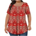thumbnail image 1 of Birdeem Blouses pour Femmes Imprimé Col Surdimensionné Plissé Manches Courtes Ample L-5TG, 1 of 12
